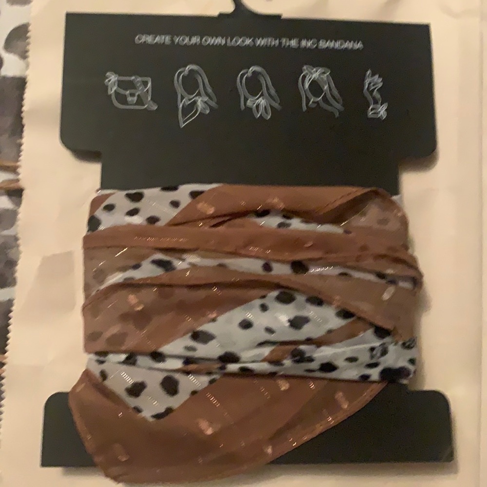 New INC animal print Bandana-mini scarf